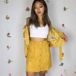 Faux Suede Studded Skirt